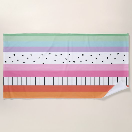 Serviette De Plage Rayures Pop Whimsical (Devant)