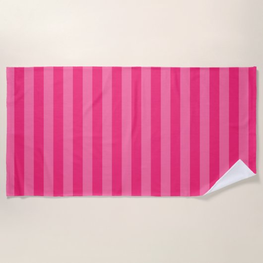 Serviette De Plage Rayures rose pâle et rose chaud (Devant)