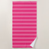 Serviette De Plage Rayures rose pâle et rose chaud (Devant)