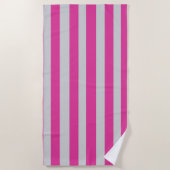 Serviette De Plage Rayures roses et grises  (Devant)