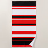 Serviette De Plage Rayures rouges blanches et noires (Devant)