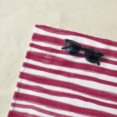 Serviette De Plage Rayures rouges Bordeaux (En situation)