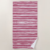 Serviette De Plage Rayures rouges Bordeaux (Devant)