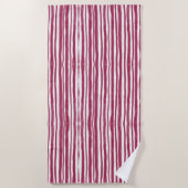 Serviette De Plage Rayures rouges Bordeaux (Devant)