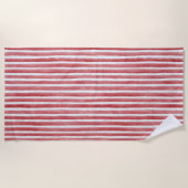 Serviette De Plage Rayures rouges et blanches (Devant)
