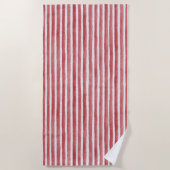 Serviette De Plage Rayures rouges et blanches (Devant)