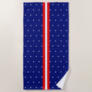 Serviette De Plage Rayures rouges et blanches avec motif d'étoiles su