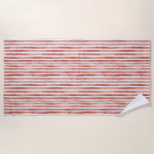 Serviette De Plage Rayures Rouges et Blanches de Noël (Devant)