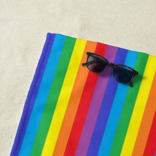 Serviette De Plage Rayures solides d'arc-en-ciel