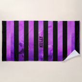 Serviette De Plage rayures texturées violettes et noires (Devant)