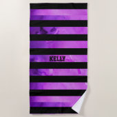 Serviette De Plage rayures texturées violettes et noires (Devant)