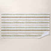 Serviette De Plage Rayures vert brun crème (Devant)