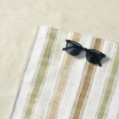 Serviette De Plage Rayures vert brun crème (En situation)