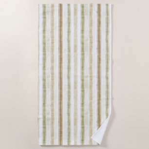 Serviette De Plage Rayures vert brun crème