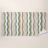 Serviette De Plage Rayures Vert Crème Marron (Devant)