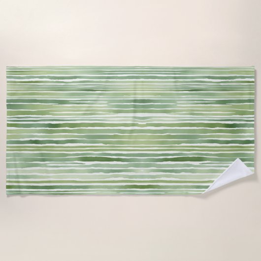 Serviette De Plage Rayures Vertes (Devant)