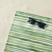Serviette De Plage Rayures Vertes  (En situation)