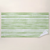 Serviette De Plage Rayures Vertes Blanches (Devant)