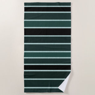 Serviette De Plage Rayures vertes, noires et blanches