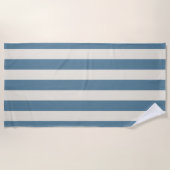 Serviette De Plage Rayures verticales bleues et crème (Devant)