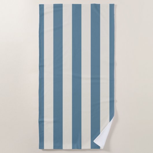 Serviette De Plage Rayures verticales bleues et crème (Devant)