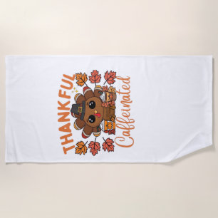 Serviette De Plage Reconnaissant Et Caféiné Drôle Café Thanksgiving