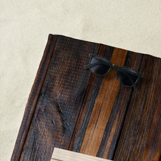 Serviette De Plage Rectangle de monogramme en bois rustique (En situation)