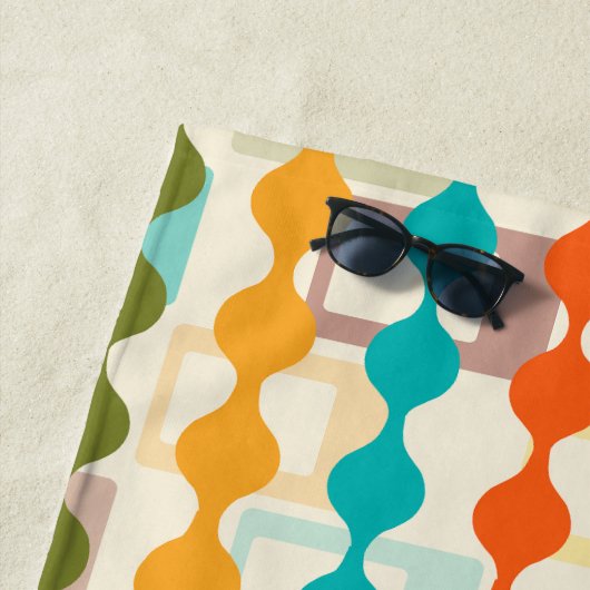 Serviette De Plage Rectangles et chaînes (En situation)