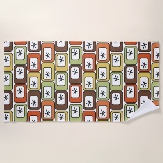 Serviette De Plage Rectangles rétro avec Starbursts (Devant)