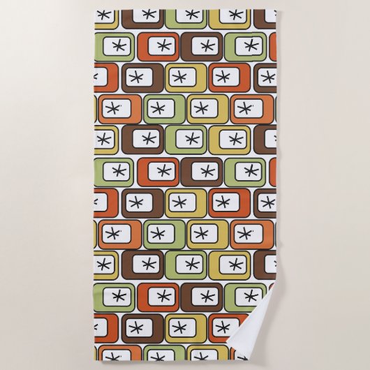 Serviette De Plage Rectangles rétro avec Starbursts (Devant)