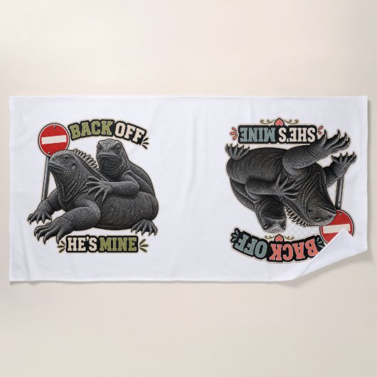 Serviette De Plage Recule, elle est à moi Couple d'iguanes (Devant)