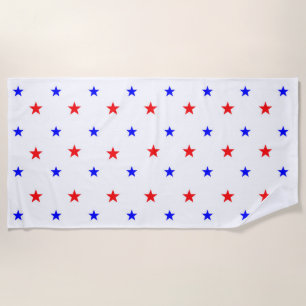 Serviette De Plage Red and Blue Stars - Starry Sky Motif
