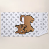 Serviette De Plage Red Australian Terrier Cartoon Dog & Name (Devant)