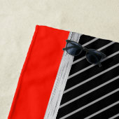 Serviette De Plage Red, black, silver et white pinstripe (En situation)