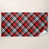 Serviette De Plage Red Black White Plaid Tartan Pattern Design  (Devant)