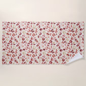 Serviette De Plage Red Cream Leopard Animal Print (Devant)
