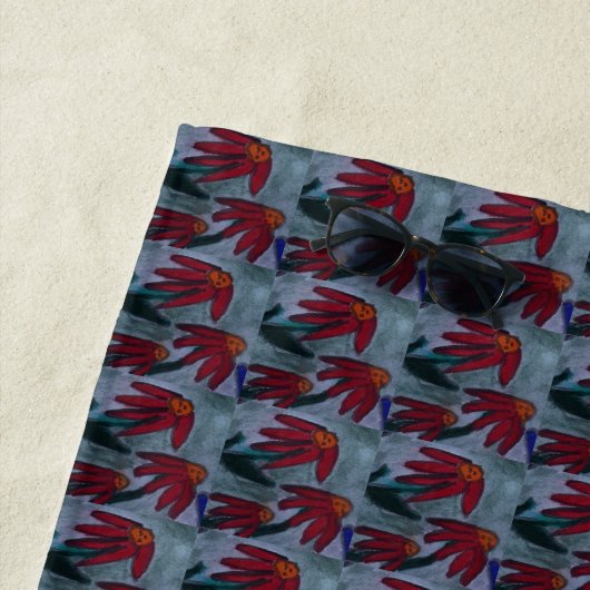 Serviette de plage Red Daisy (En situation)