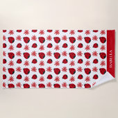 Serviette De Plage Red Daisy Ladybug Motif Personnalisé (Devant)