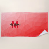 Serviette De Plage Red gradient geometric mesh pattern Monogram (Devant)