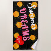 Serviette De Plage Red Heart Sunset Summer Dreams Black (Devant)