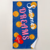 Serviette De Plage Red Heart Sunset Summer Dreams Blue (Devant)