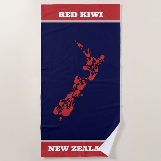 Serviette de plage Red Kiwi New Zealand (Devant)