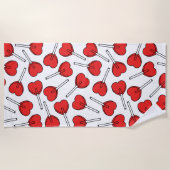 Serviette De Plage Red Lollipops, Heart Lollipops, Lollipop Pattern (Devant)