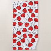 Serviette De Plage Red Lollipops, Heart Lollipops, Lollipop Pattern (Devant)