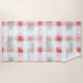 Serviette De Plage Red Mint Peppermint Mocha Plaid Stripes Christmas (Devant)