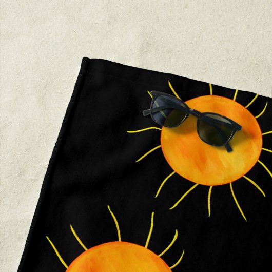 Serviette De Plage Red Orange Sunset Black Pattern (En situation)