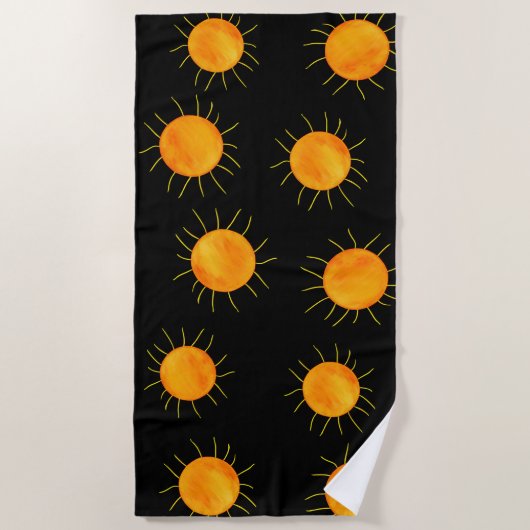 Serviette De Plage Red Orange Sunset Black Pattern (Devant)