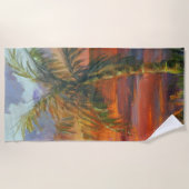 Serviette de plage Red Sunset Palm Tree (Devant)