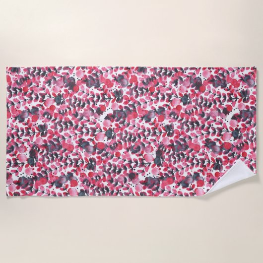 Serviette De Plage Red watercolor foliage (Devant)