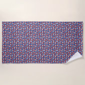 Serviette De Plage red, white and blue polka dots (Devant)